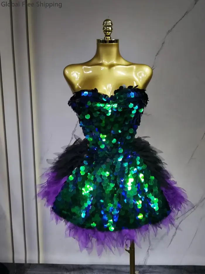 Ensemble de robe à paillettes noires scintillantes