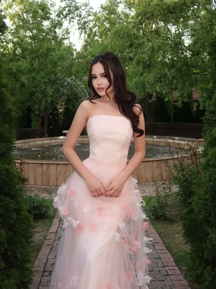Superbe Robe de Mariée Sirène sans Bretelles en Tulle à Fleurs 3D