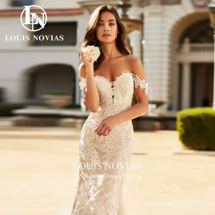 LOUIS NOVIAS robes De mariée sirène pour les femmes Sexy chic chérie brodé Organza trompette robe