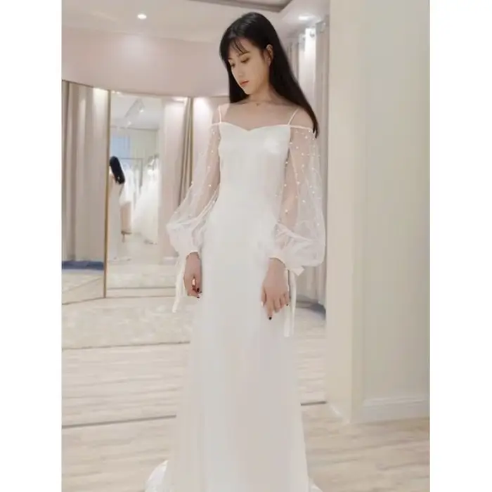Robe de mariée légère française en Satin
