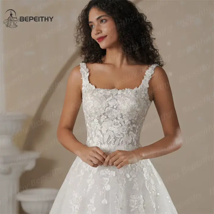 BEPEITHY personnalisé plage dentelle robes de mariée 2025 pour les femmes dos nu une ligne Court Train Sexy sans manches