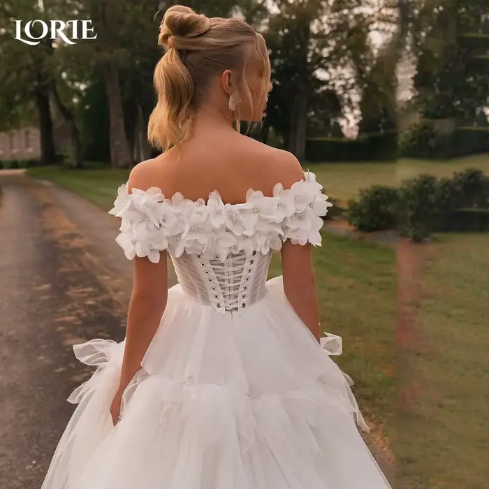 LORIE-Robe de Mariée à Fleurs 3D, Plissée, Éducative, Personnalisée, pour Patients
