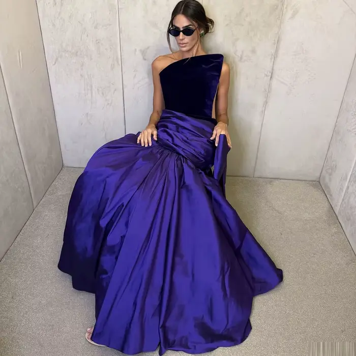 Robes de bal sexy violettes, sans bretelles, avec découpes latérales, robe de réception de mariage, 
