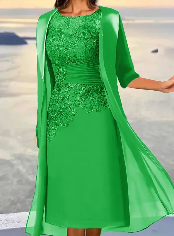 Robe de mère de la mariée classique brodée élégante à manches trois-quarts pour femmes occasions spéciales