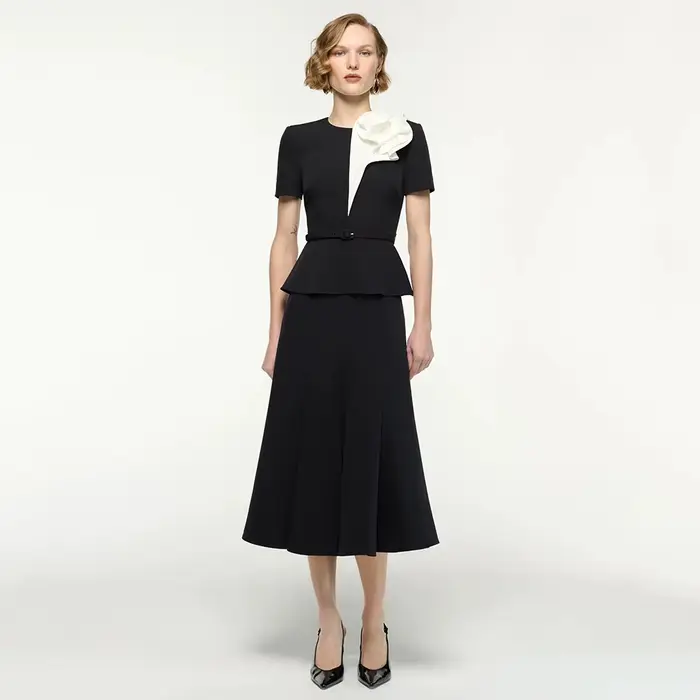 Robe de cocktail sirène en polyester avec décoration florale pour femmes, invitées de mariage, mères de la mariée, occasions spéciales et anniversaires