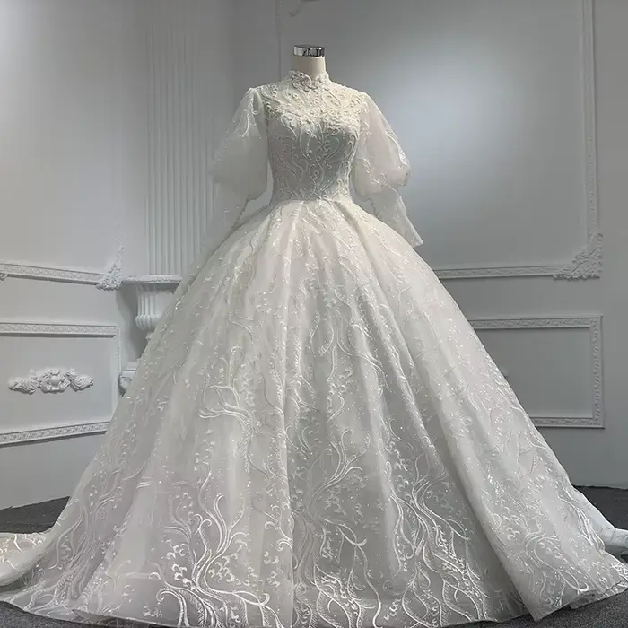 Mn-Robe de Mariée Longue en Organza