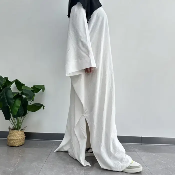 Robe en velours cotelé polyester pour femmes abaya décontractée élégante pour toutes les occasions Ramadan Aïd musulmane