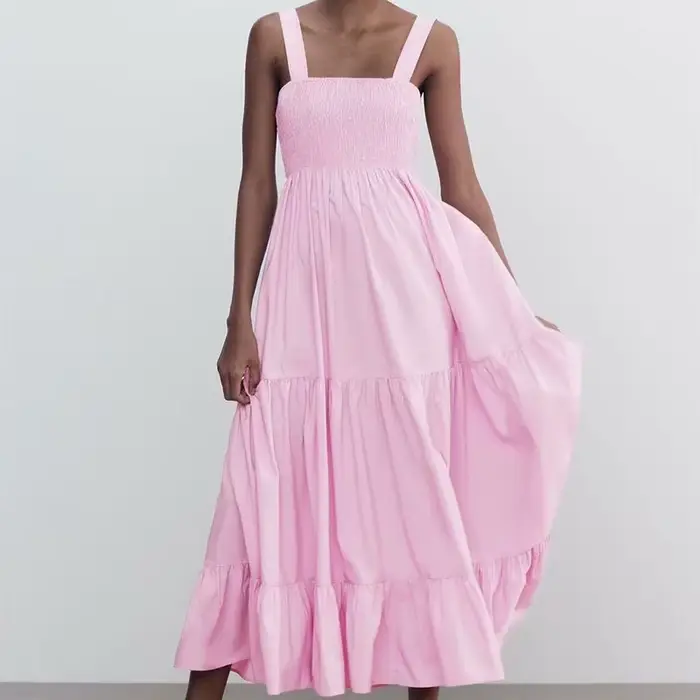 Robe de soirée décontractée plissée à dos ouvert pour femme