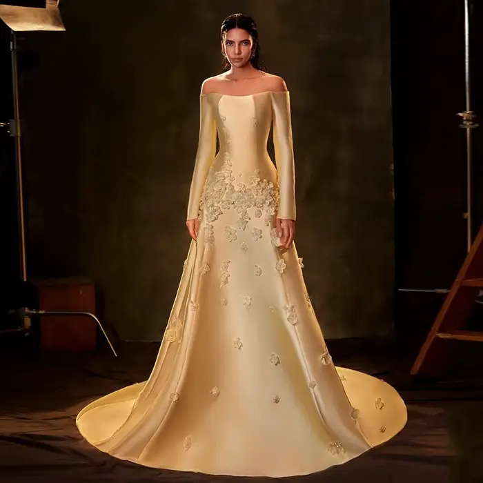 Robe de Soirée Arabe Jaune pour Spectacle