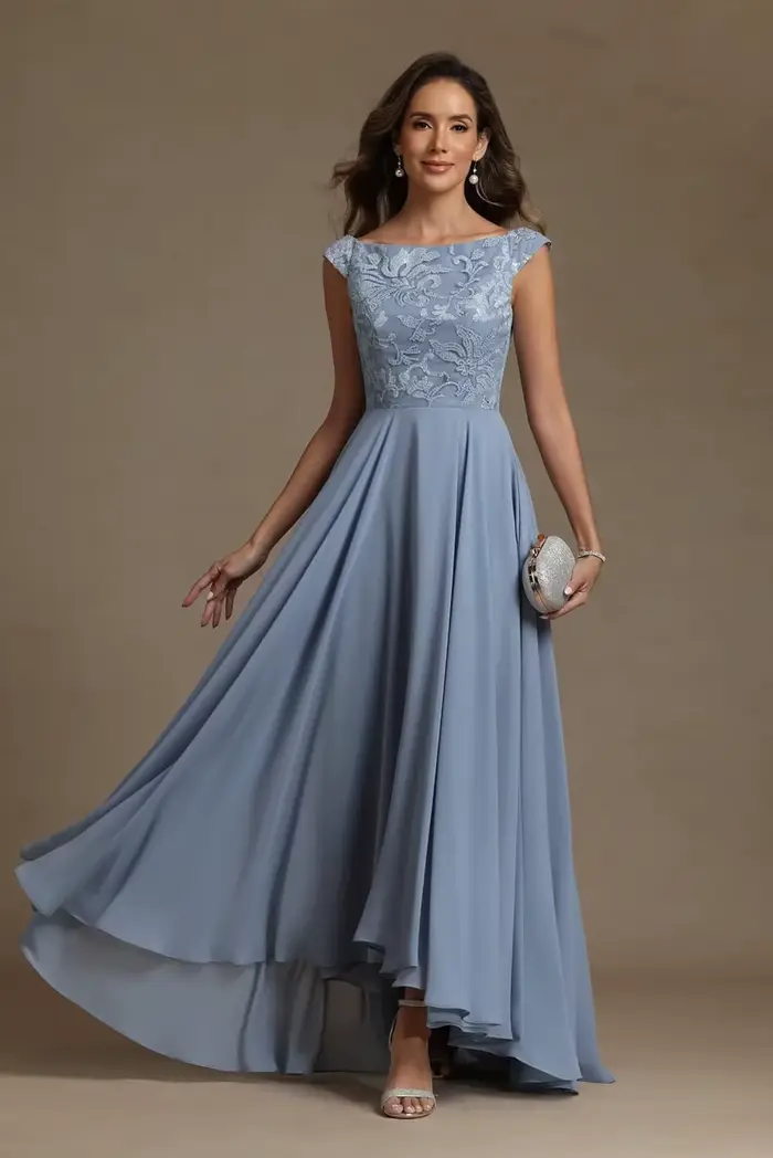 Robe de soirée formelle en mousseline de soie pour mère de la mariée