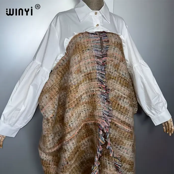 WINYI hiver femmes élégant robe de luxe manteau ample pardessus épais chaud femme cardigan ponchos p