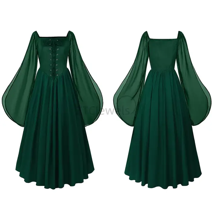Robe de fée médiévale, Costume de Renaissance, robe de Pirate pour femmes avec manches évasées fendu