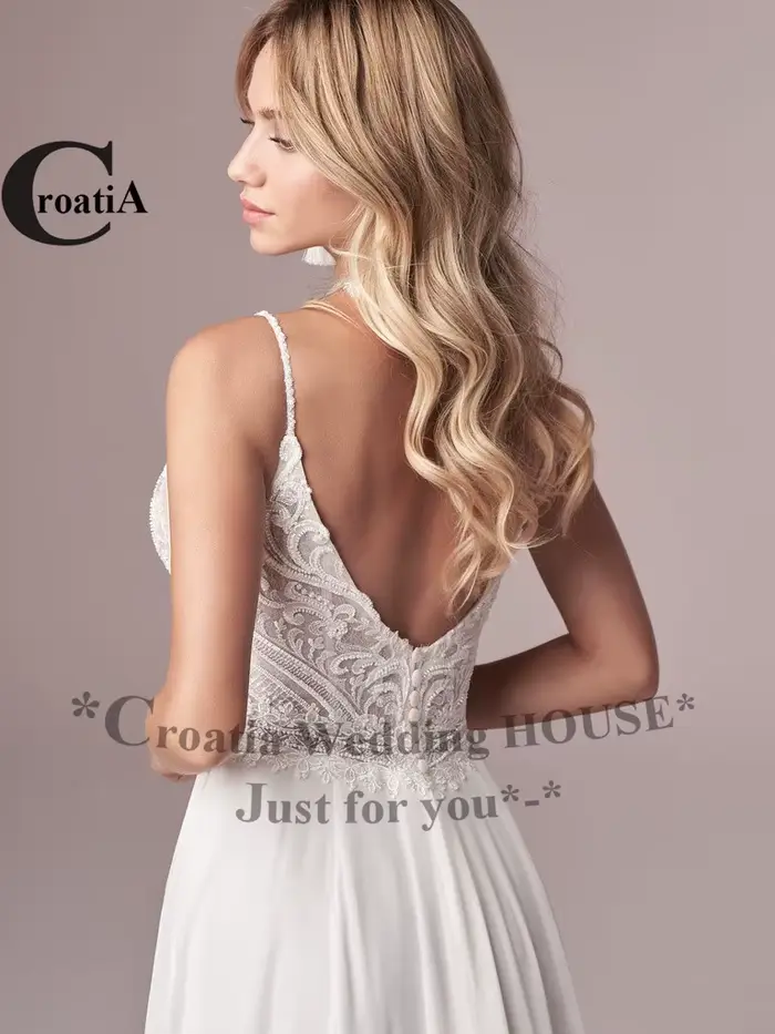 Croatie bohème robe De mariée pour femme en mousseline De soie haute fente chérie 2025 nouvelles Appliques robes De Novia personnalisé