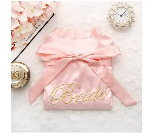 Mariée demoiselle d'honneur Robe de mariée broderie Kimono peignoir Robe chemise de nuit décontracté