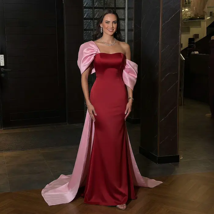 Sharon Said rouge et rose dubaï épaules dénudées robes de soirée avec sirène pour les femmes robe formelle de mariage SF366 personnalisé