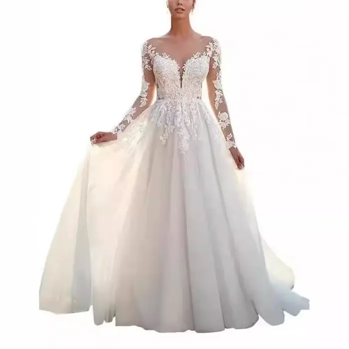 Robe de mariée légère à manches longues
