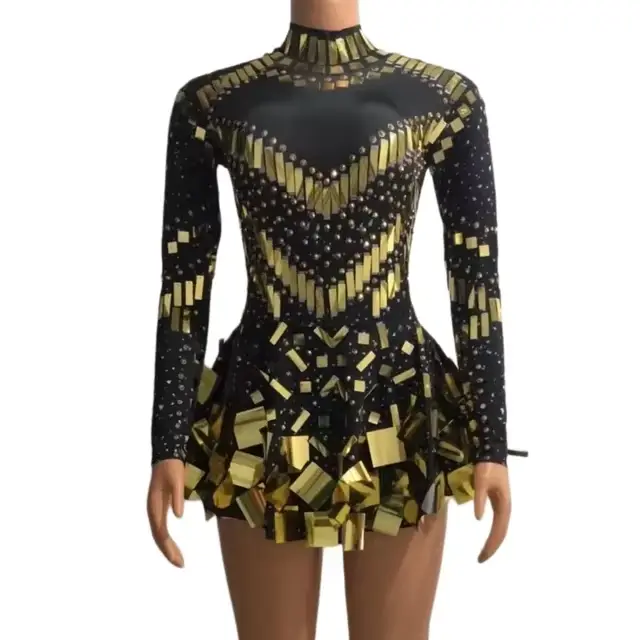 Raquel – robe de soirée miroir noire extensible, tenue de danse sur scène, boîte de nuit, robe de célébration pour femmes, vêtements de spectacle de danseuse, 2023
