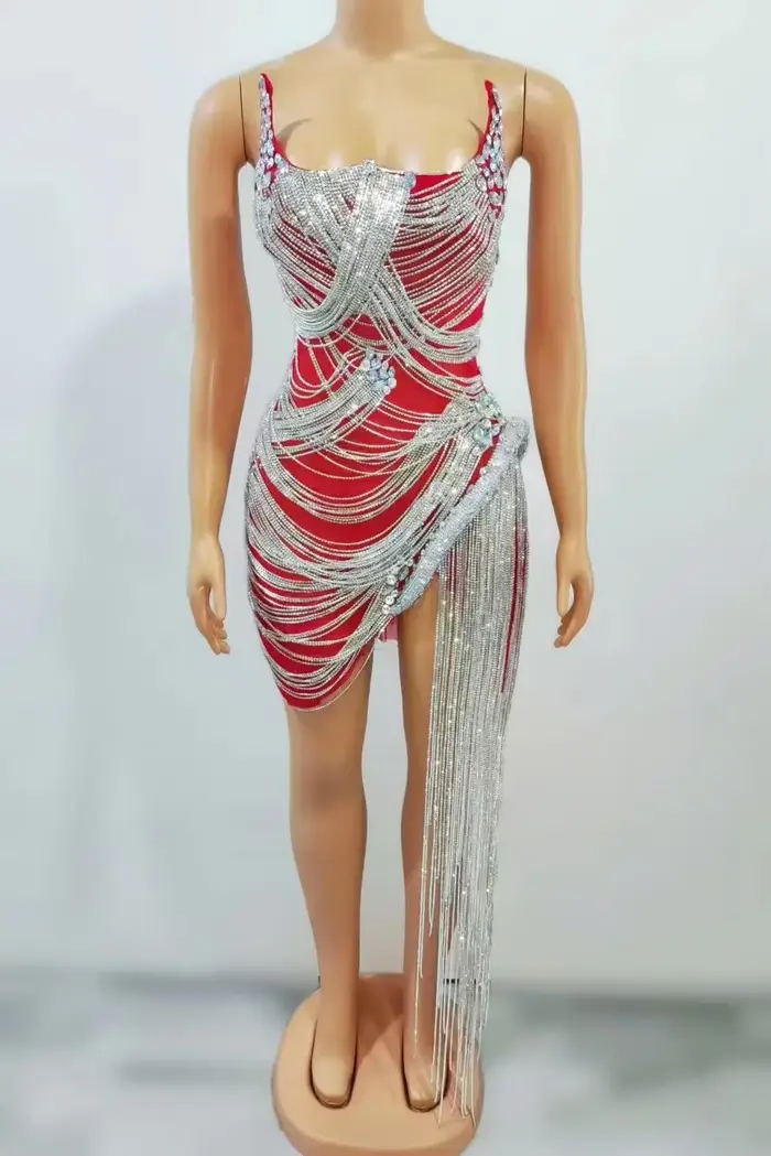 Robe de soirée de mariage sexy en strass