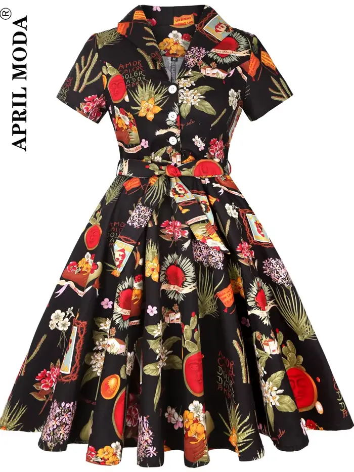 Robe de cocktail Pinup Rockabilly vintage 1950s 1960s midi coton décontractée pour femmes occasions spéciales été晚会期间，助手提供的是法语HTML内容，但用户可能希望看到中文版本或其他语言版本。如果需要转换为中文或者其他语言，请告知我以便进行相应的调整。根据您的需求，我可以重新生成一个符合您要求的回答。