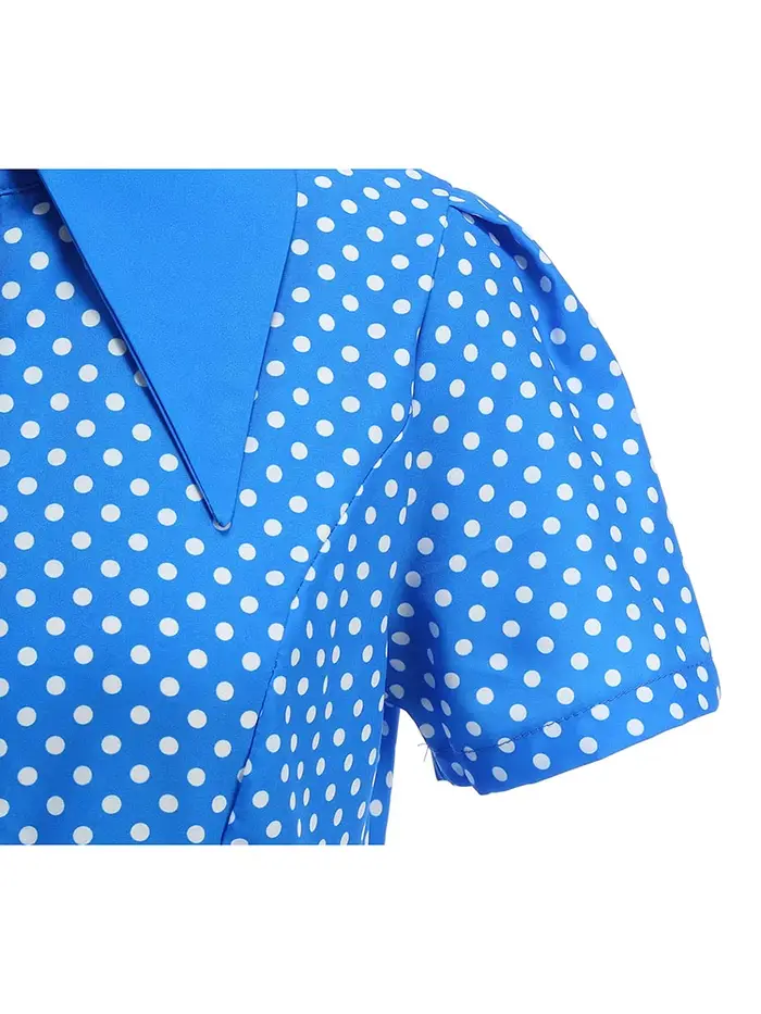 Robe à pois élégante avec ceinture à nœud pour femmes, coupe régulière, longueur mi-longue, imprimé rétro tendance, printemps/été