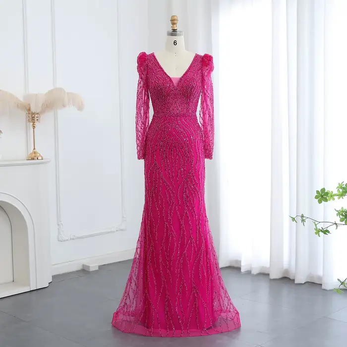 Robe de soirée sirène à manches longues Sharon Said – Soldes finales