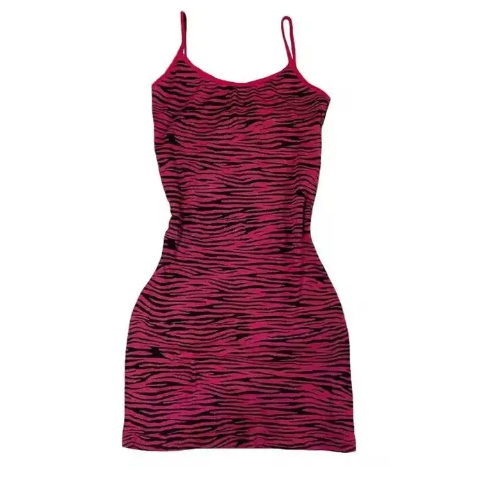 Robe moulante courte à imprimé zèbre rose Y2K sans manches esthétique E-girl pour femmes tenue de soirée streetwear occasions spéciales