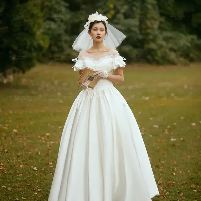 Robe de mariée Simple en dentelle française