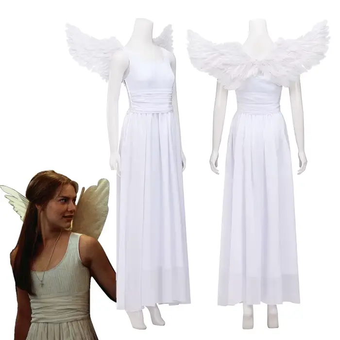 Robe d'ange Cosplay Juliette, Costume de film Romeo et Juliette, robe blanche élégante et Sexy avec ailes, tenues de princesse pour fête d'halloween