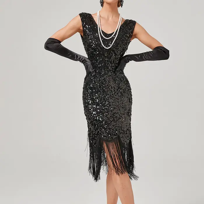 Robe de Soirée Vintage à Paillettes pour Femme