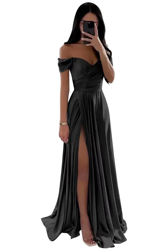 Robe de demoiselle d'honneur en satin plissé en forme de A pour mariage, robe de bal pour femmes, ép