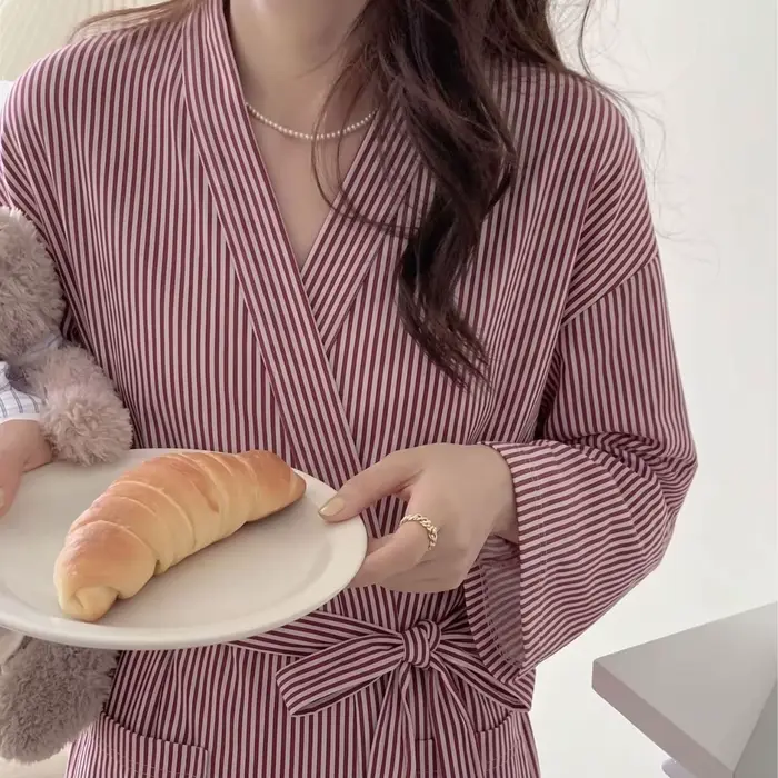 Robe rayée rose élégante pour femme printemps automne occassions spéciales française décontractée et luxueuse