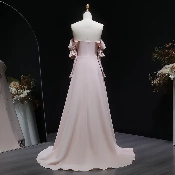 Sharon Said Robe de soirée rose élégante pour femme avec perles florales 3D surjupe à manches longues pour mariage SS540 personnalisable