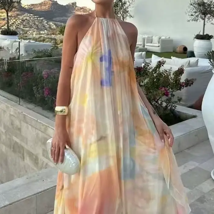 Robe bohème ample imprimée pour femmes