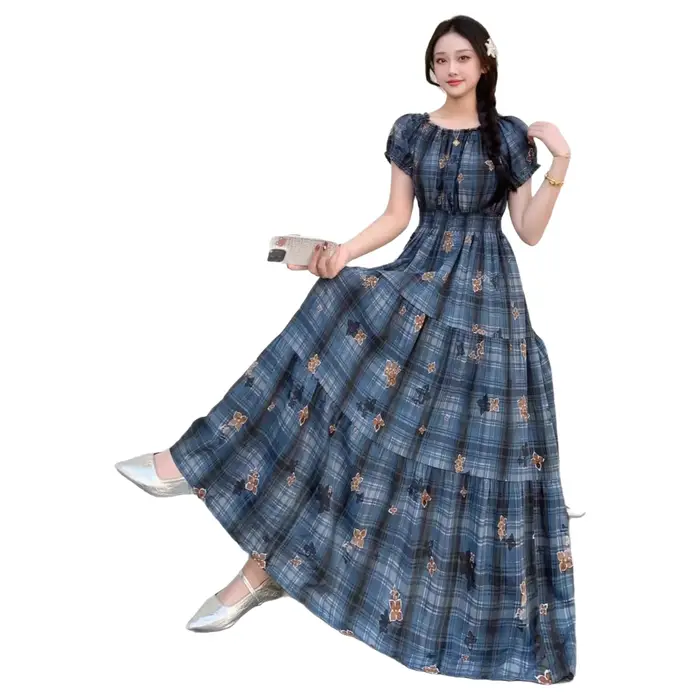 Robe d'été bohème pour femme en coton et soie