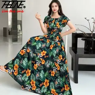 Longue Robe Maxi femmes vêtements printemps été bohème vacances plage Style coréen Floral Vintage mince robes