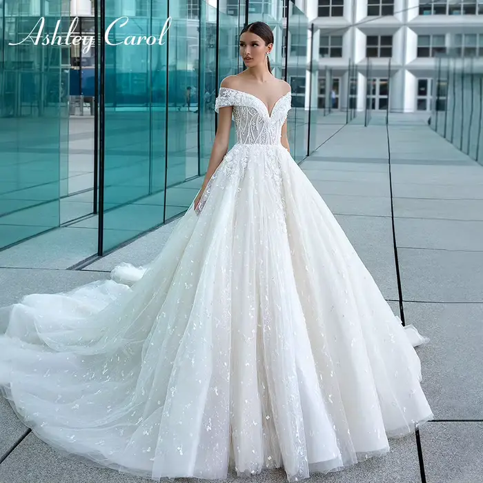 Ashley Carol robe De mariée pour les femmes Sexy chérie perles fermeture éclair 3D fleurs robe De ma