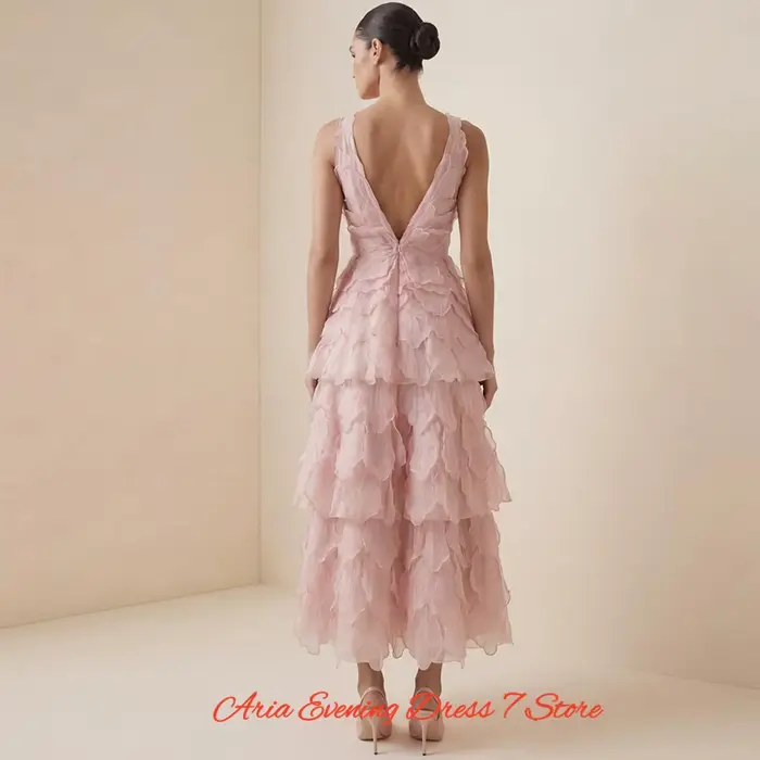 Robe de soirée classique en organza à col en V