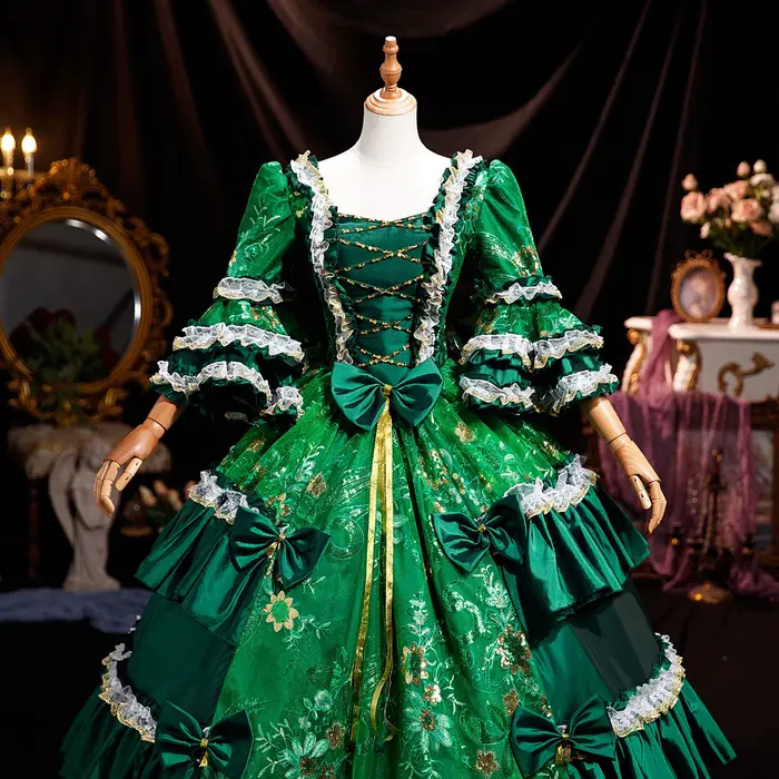 Robe de Bal Verte Renaissance Princesse Pour Femmes Occasions Spéciales Gothisme Victorienne Quinceanera