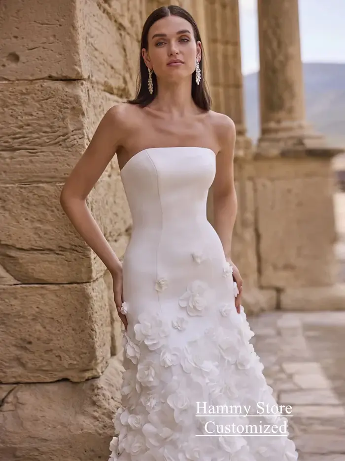 Robe de mariée arabe avec fleurs personnalisées