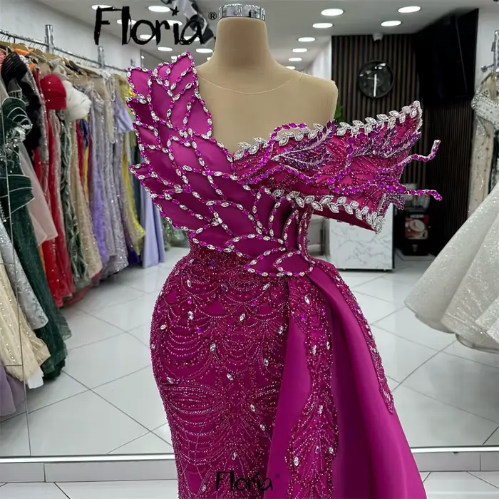 Robes de Soirée Sirène Rose Vif pour Femme