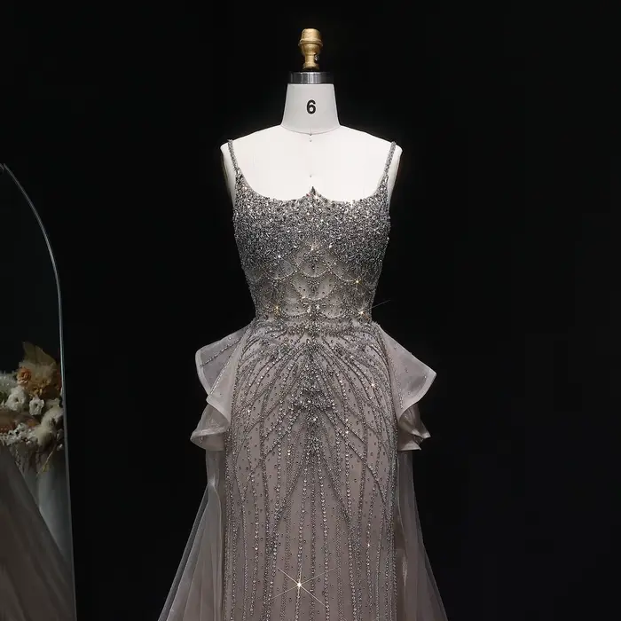 Sharon Said luxe Champagne sirène robe de soirée avec surjupe à volants rose pour les femmes de mariage