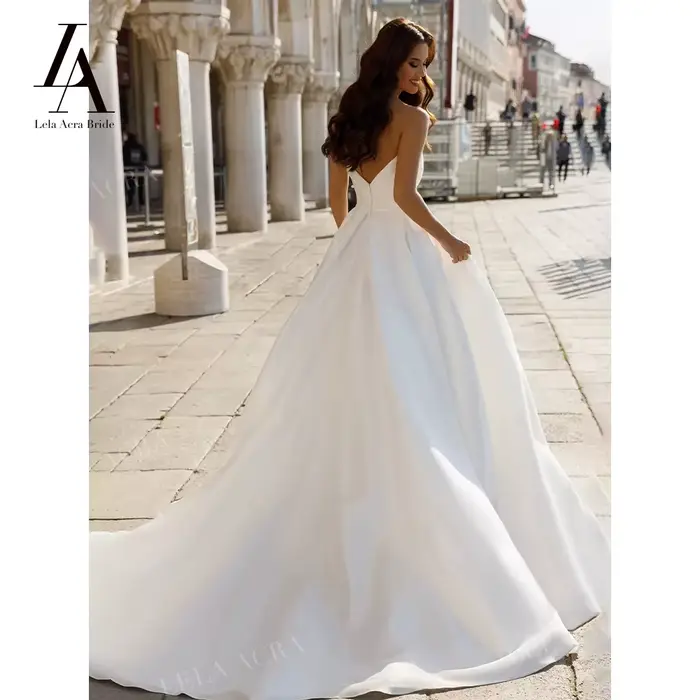Chérie robe de mariée 2026 élégant sans manches fendu a-ligne princesse