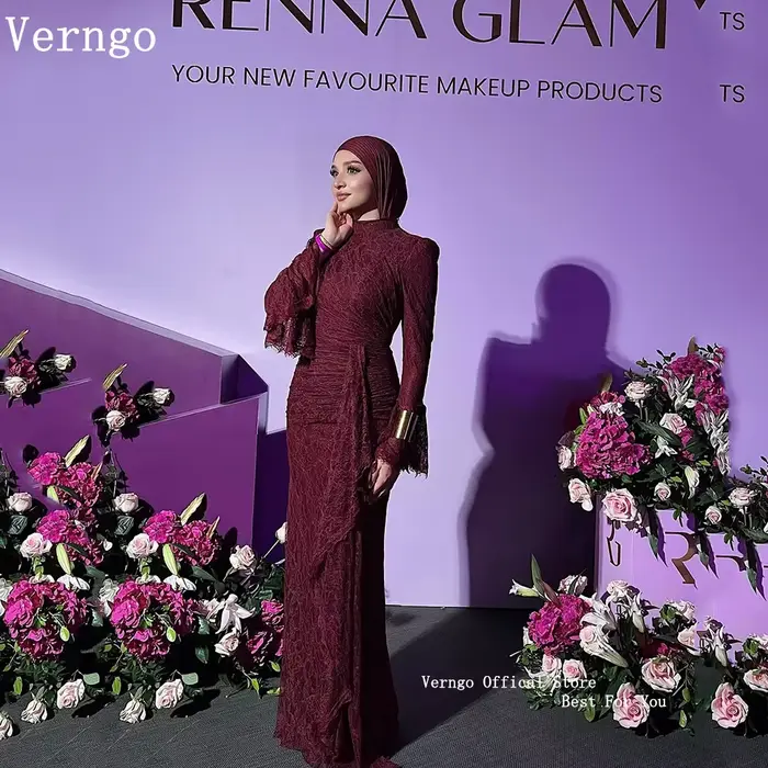 Robe de Soirée Élégante en Dentelle Bordeaux Sirène pour Femmes Occasions Spéciales Soirées Officielles