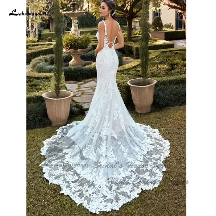 Yanshmigown-Robes de mariée sirène en dentelle de luxe
