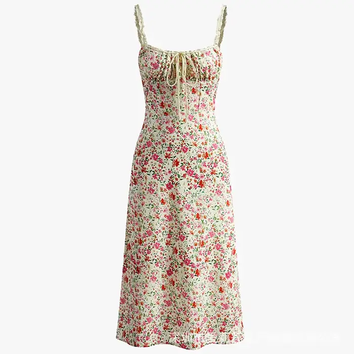 Nouvelle Robe d'été 2026 style vacances à la française, douce et tendance, en dentelle pure, à brete