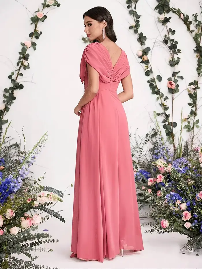 Robe de soirée de demoiselle d'honneur rose