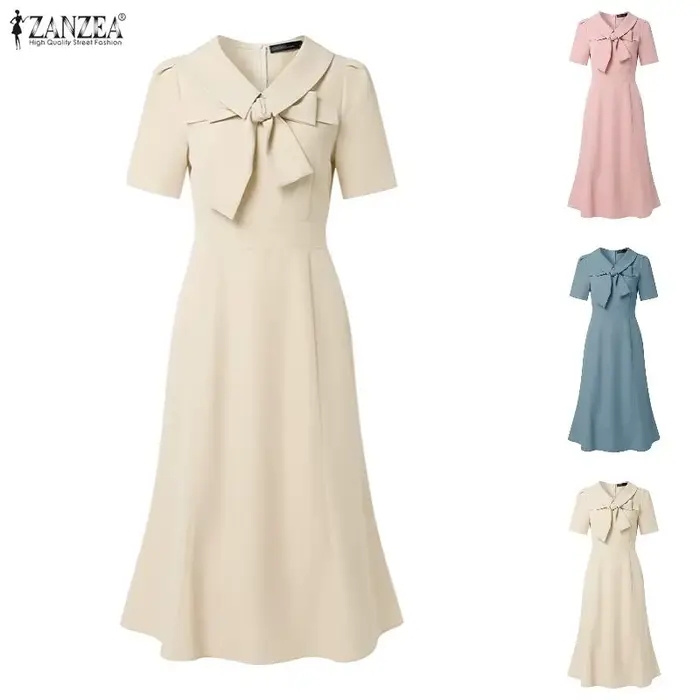 Robe Sirène Élégante ZANZEA en Polyester pour Femmes, Taille Empire, Style Sirène, Couleurs Abricot, Bleu, Rose, Occasions Spéciales
