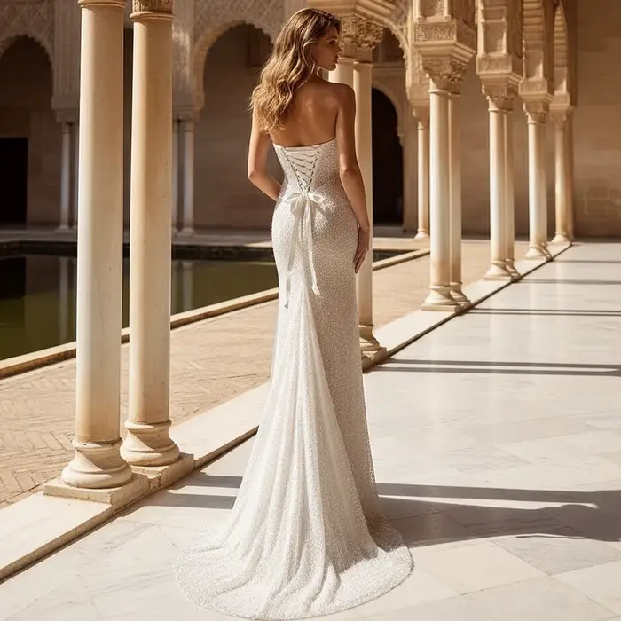 Robe de mariée sirène de luxe en perles scintillantes