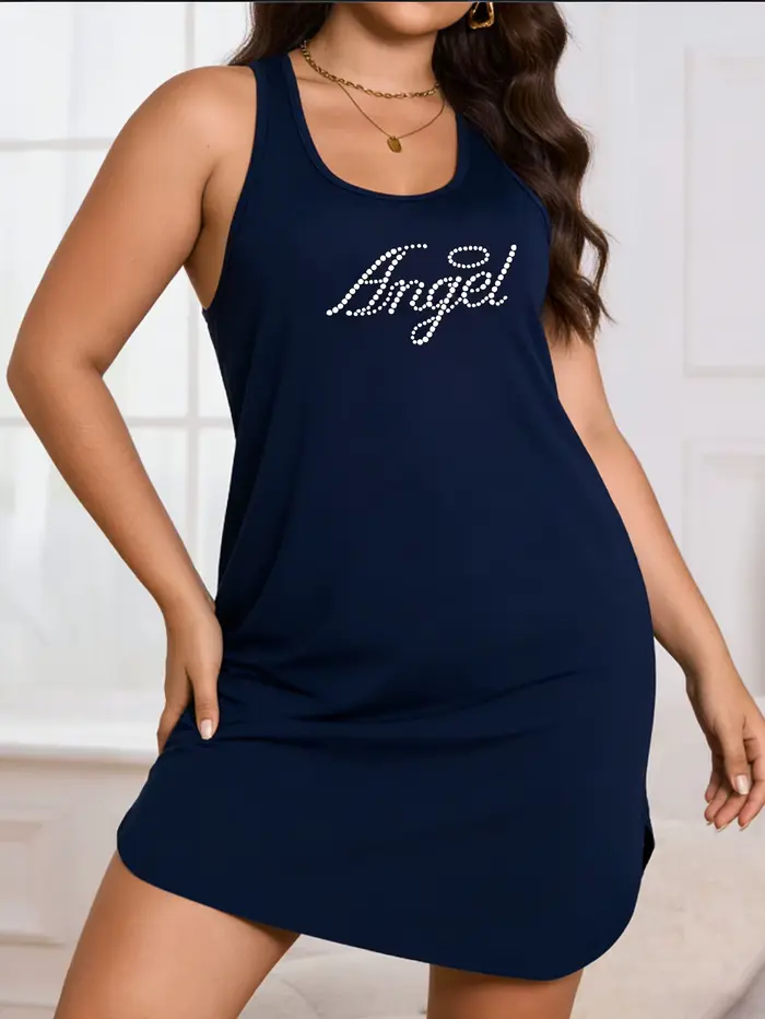 Robe décontractée pour femme - Robe sans manches à imprimé lettres, lavable en machine, idéale pour 