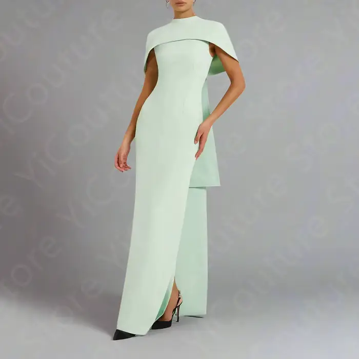Robes de soirée personnalisées, vert menthe arabe, robes de bal avec Cape, robes de soirée de mariag